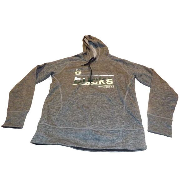 NBA Adidas Hoodie Men Sz‎ M Milwaukee Bucks Drawstring Sportswear Long Sleeve - Picture 1 of 8